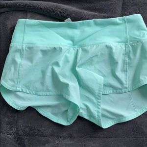 Lululemon speed up shorts mint green